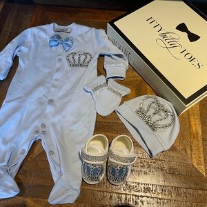 IttyBitty Toes ANGEL WINGS JEWELS SET (SOLID BLUE) 3-6Months